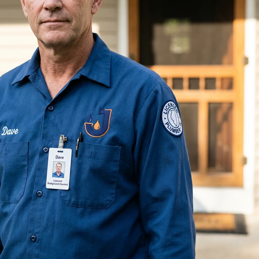 Licensed plumber showing ID badge in Wichita Falls, TX