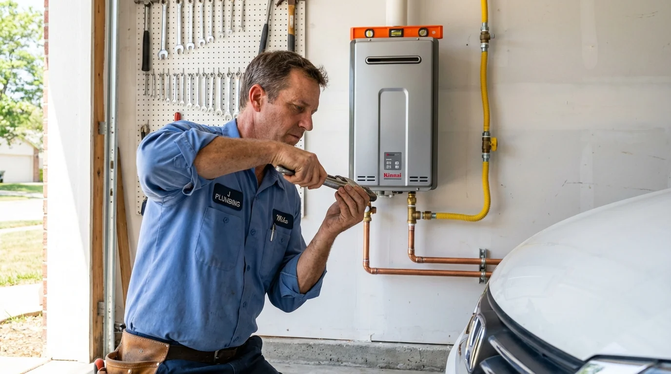 Tankless water heater installation by a Johns Plumbing LLC plumber in Wichita Falls